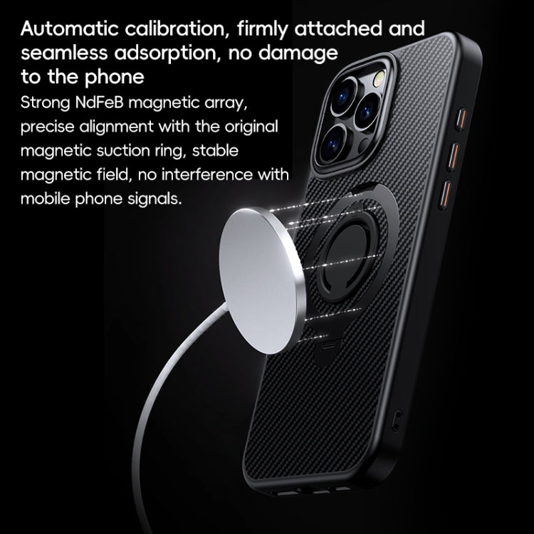 Carbon Fiber MagSafe Phone Case with 360 Degree Rotating Holder, For iPhone 16 Pro Max, For iPhone 16 Pro, For iPhone 16 Plus, For iPhone 16