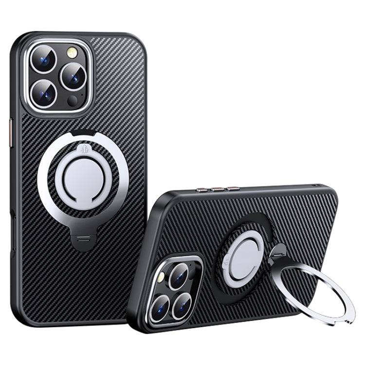 Carbon Fiber MagSafe Phone Case with 360 Degree Rotating Holder, For iPhone 16 Pro Max, For iPhone 16 Pro, For iPhone 16 Plus, For iPhone 16