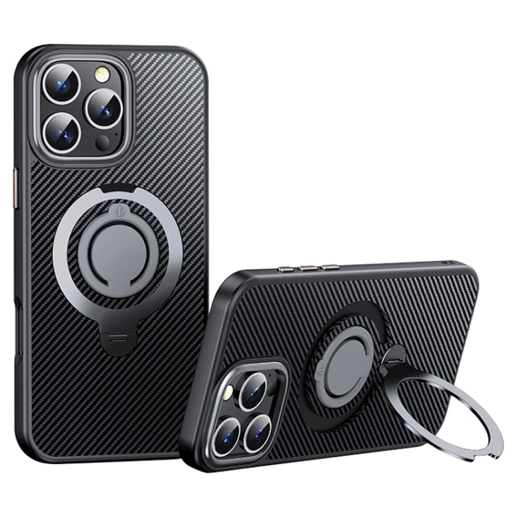 Carbon Fiber MagSafe Phone Case with 360 Degree Rotating Holder, For iPhone 16 Pro Max, For iPhone 16 Pro, For iPhone 16 Plus, For iPhone 16