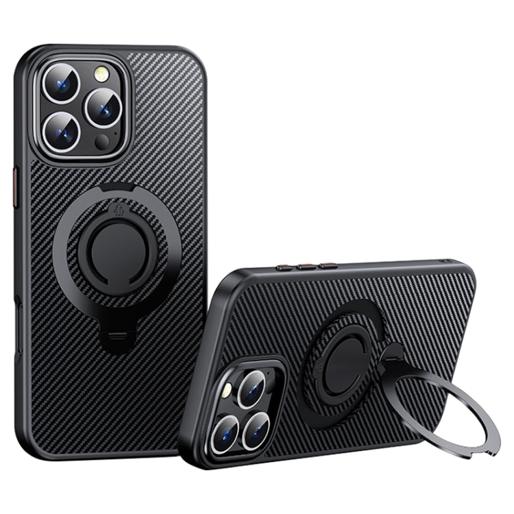 Carbon Fiber MagSafe Phone Case with 360 Degree Rotating Holder, For iPhone 16 Pro Max, For iPhone 16 Pro, For iPhone 16 Plus, For iPhone 16