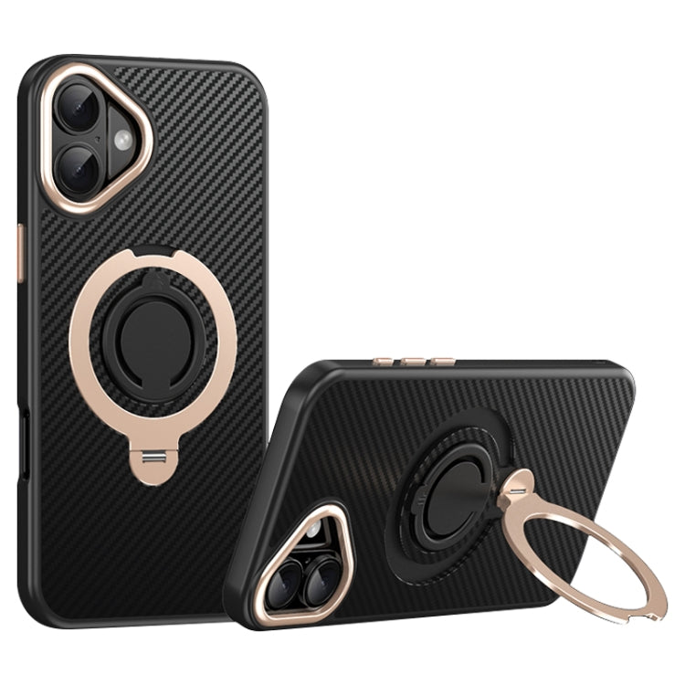 Carbon Fiber MagSafe Phone Case with 360 Degree Rotating Holder, For iPhone 16 Pro Max, For iPhone 16 Pro, For iPhone 16 Plus, For iPhone 16