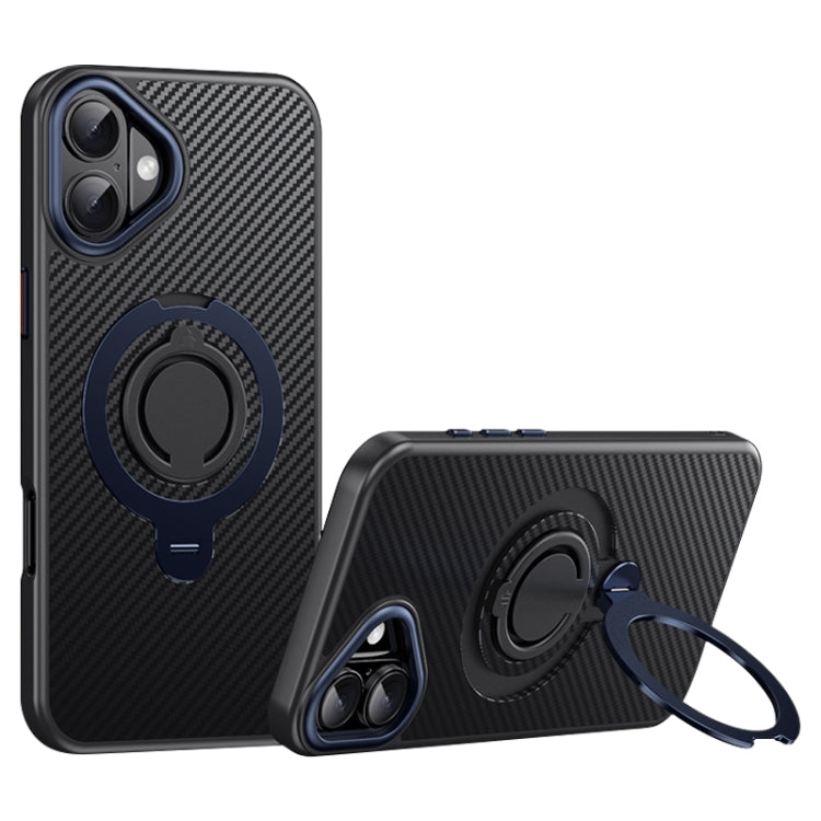Carbon Fiber MagSafe Phone Case with 360 Degree Rotating Holder, For iPhone 16 Pro Max, For iPhone 16 Pro, For iPhone 16 Plus, For iPhone 16