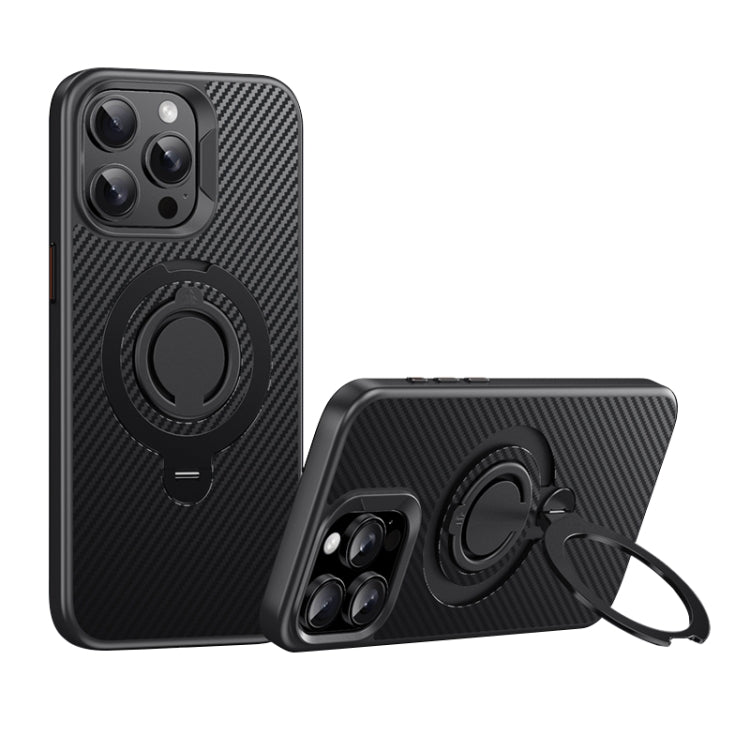 Carbon Fiber MagSafe Phone Case with 360 Degree Rotating Holder, For iPhone 15 Pro Max, For iPhone 15 Pro, For iPhone 15 Plus / 14 Plus, For iPhone 15