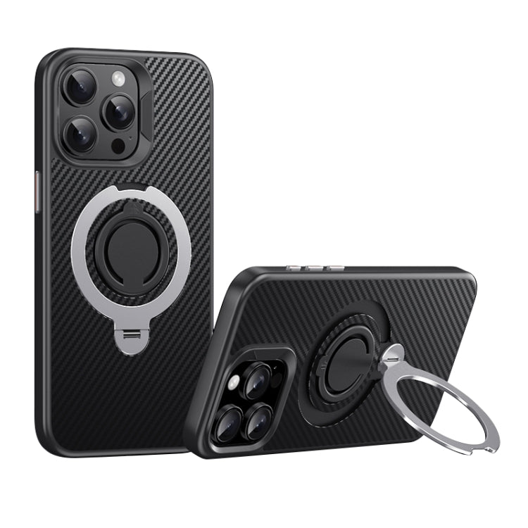 Carbon Fiber MagSafe Phone Case with 360 Degree Rotating Holder, For iPhone 15 Pro Max, For iPhone 15 Pro, For iPhone 15 Plus / 14 Plus, For iPhone 15