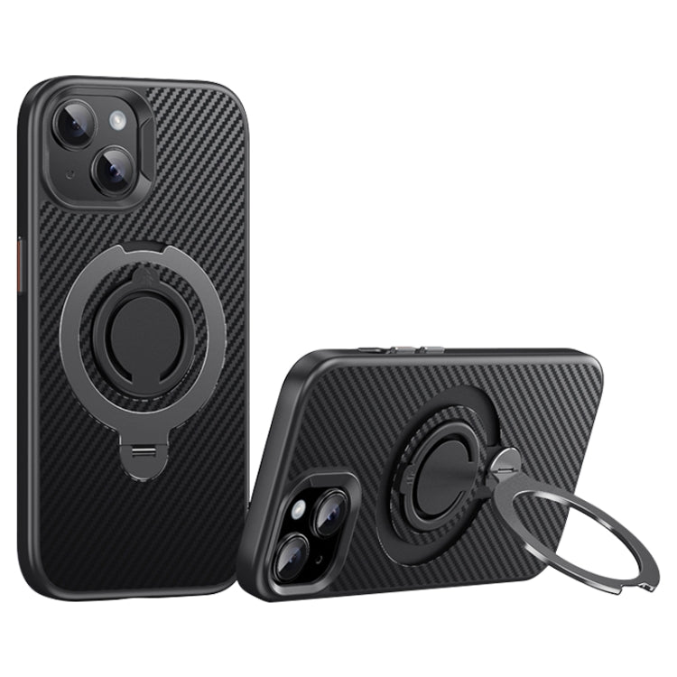 Carbon Fiber MagSafe Phone Case with 360 Degree Rotating Holder, For iPhone 15 Pro Max, For iPhone 15 Pro, For iPhone 15 Plus / 14 Plus, For iPhone 15