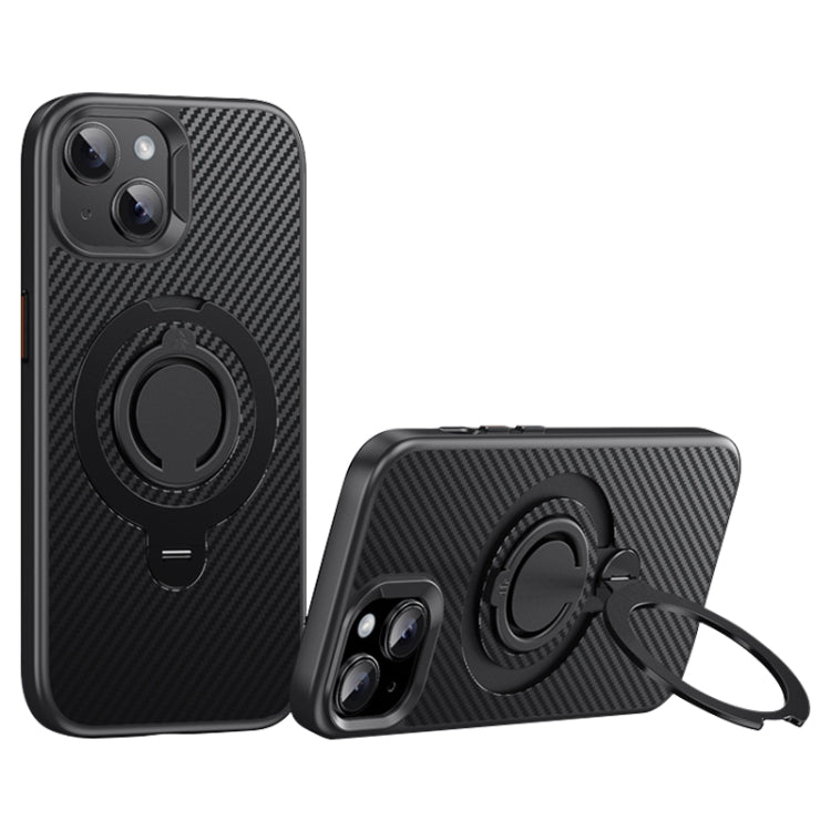 Carbon Fiber MagSafe Phone Case with 360 Degree Rotating Holder, For iPhone 15 Pro Max, For iPhone 15 Pro, For iPhone 15 Plus / 14 Plus, For iPhone 15