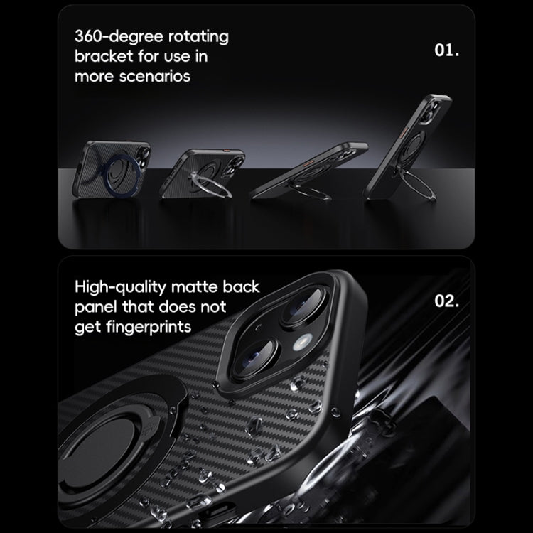 Carbon Fiber MagSafe Phone Case with 360 Degree Rotating Holder, For iPhone 14 / 13, For iPhone 14 Pro, For iPhone 14 Pro Max, For iPhone 13 Pro Max