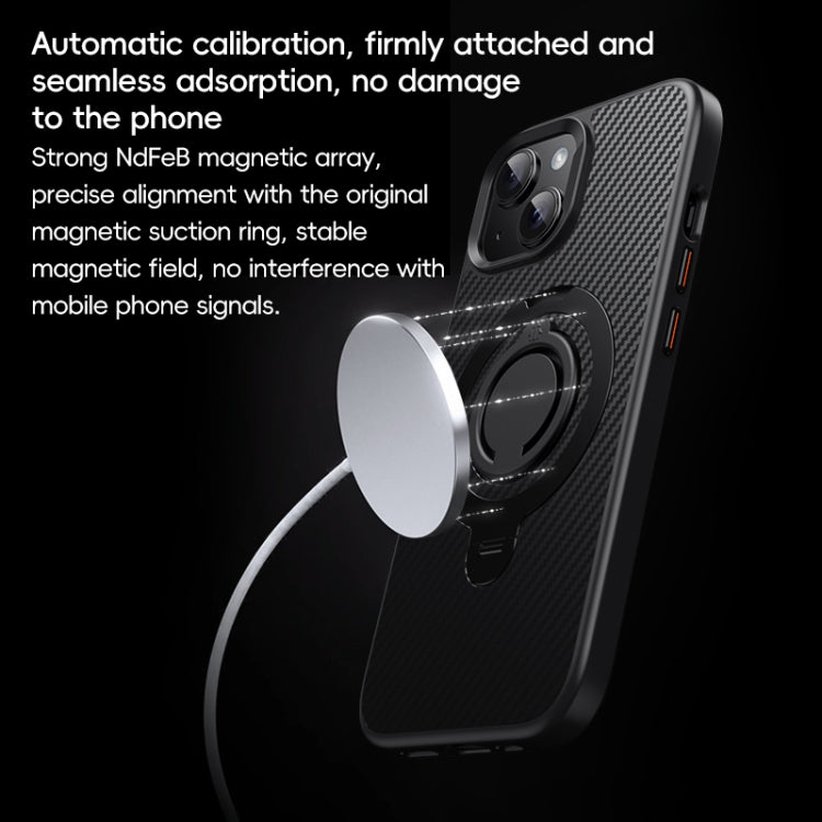Carbon Fiber MagSafe Phone Case with 360 Degree Rotating Holder, For iPhone 14 / 13, For iPhone 14 Pro, For iPhone 14 Pro Max, For iPhone 13 Pro Max