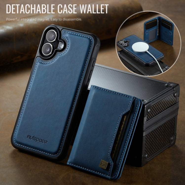 AutSpace A13 MagSafe Magnetic RFID Flip Card Bag Phone Case, For iPhone 16 Plus, For iPhone 16, For iPhone 15 Pro Max, For iPhone 15 Pro