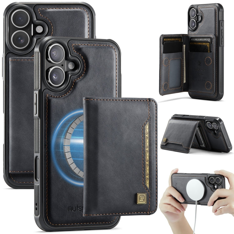 AutSpace A13 MagSafe Magnetic RFID Flip Card Bag Phone Case, For iPhone 16 Plus, For iPhone 16, For iPhone 15 Pro Max, For iPhone 15 Pro