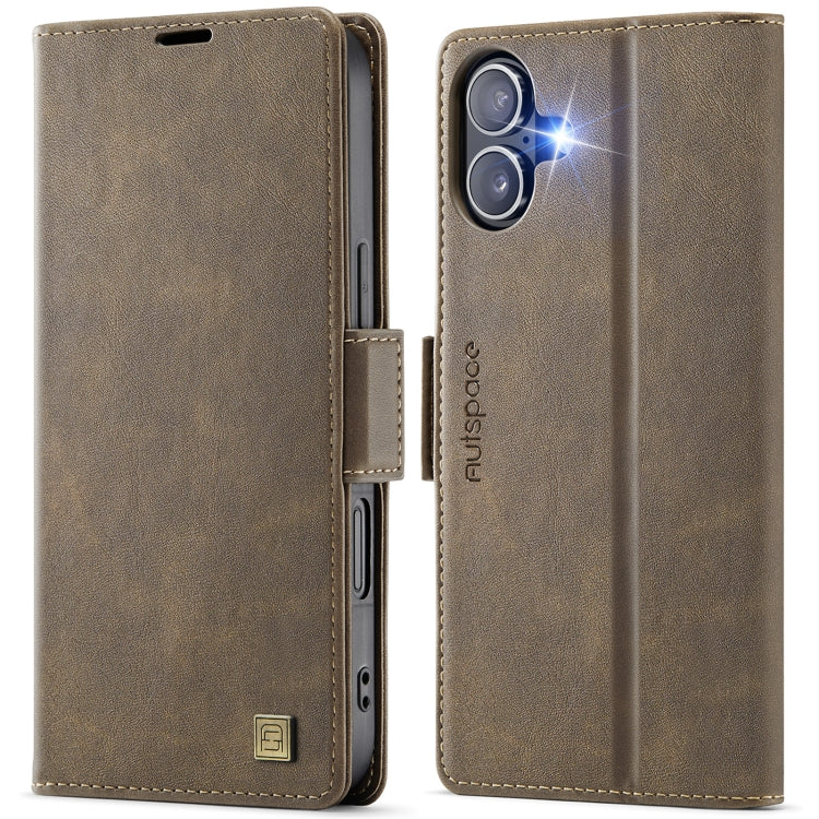 AutSpace A11 Side Buckle MagSafe Magnetic RFID Phone Leather Case, For iPhone 16e, For iPhone 16 Pro Max, For iPhone 16 Pro, For iPhone 16 Plus, For iPhone 16, For iPhone 15 Pro Max
