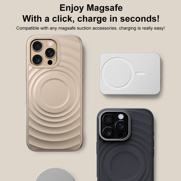 Wave Texture Liquid Silicone Titanium MagSafe Phone Case, For iPhone 16 Pro Max, For iPhone 16 Pro, For iPhone 16 Plus, For iPhone 16, For iPhone 15 Pro Max, For iPhone 15 Pro