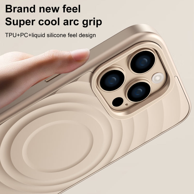 Wave Texture Liquid Silicone Titanium MagSafe Phone Case, For iPhone 16 Pro Max, For iPhone 16 Pro, For iPhone 16 Plus, For iPhone 16, For iPhone 15 Pro Max, For iPhone 15 Pro