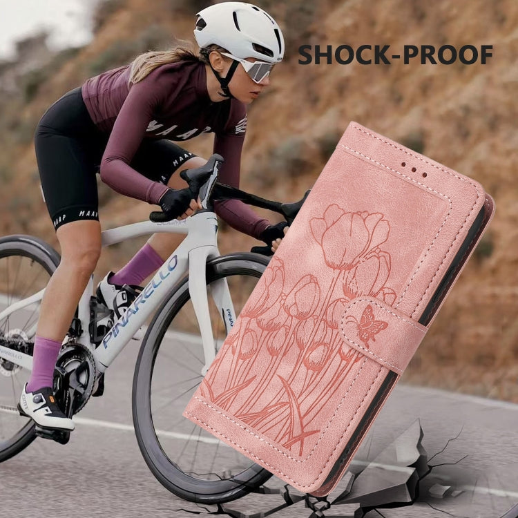 Tulips Embossed Leather Phone Case with Lanyard, For iPhone XS / X, For iPhone XR, For iPhone XS Max, For iPhone 8 Plus / 7 Plus