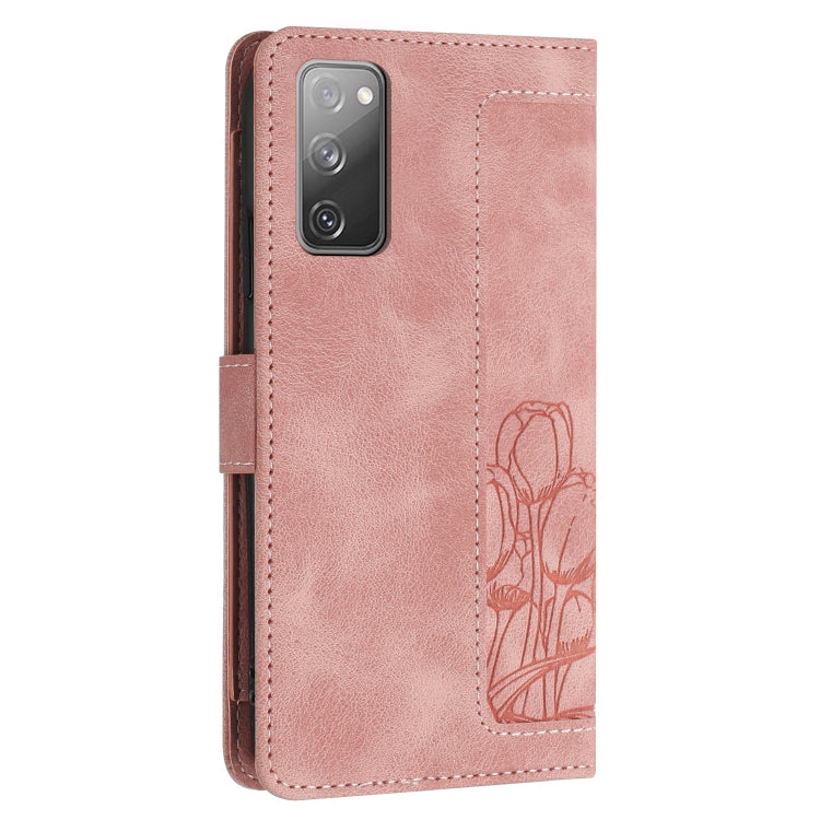 Tulips Embossed Leather Phone Case with Lanyard, For Samsung Galaxy S20 FE, For Samsung Galaxy S22 Ultra 5G, For Samsung Galaxy S22+ 5G, For Samsung Galaxy S22 5G