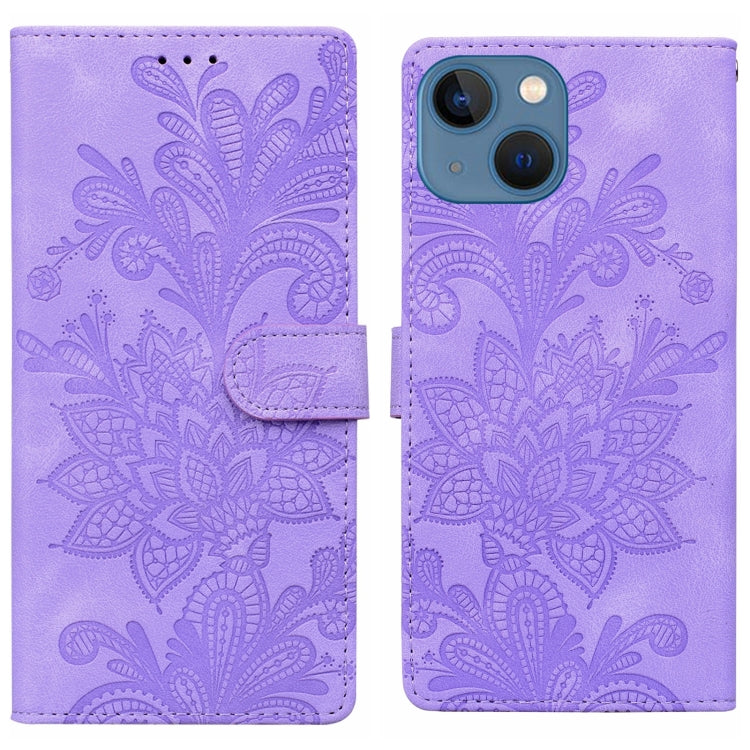 Lace Floral Embossed Magnetic Buckle PU Phone Case With Wrist Strap, For iPhone 15 Pro Max, For iPhone 15 Pro, For iPhone 14 Plus / 15 Plus, For iPhone 15