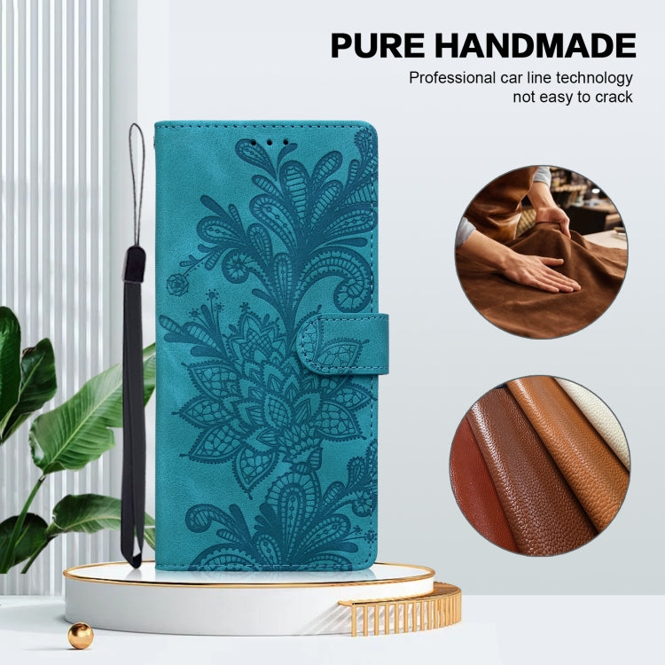 Lace Floral Embossed Magnetic Buckle PU Phone Case With Wrist Strap, For iPhone 15 Pro Max, For iPhone 15 Pro, For iPhone 14 Plus / 15 Plus, For iPhone 15
