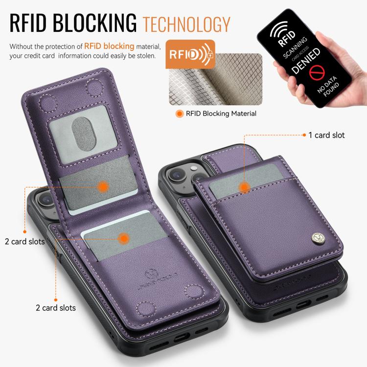 JEEHOOD J06 British Style RFID MagSafe Card Bag PU Phone Case, For iPhone 13, For iPhone 12 / 12 Pro, For iPhone 12 Pro Max, For iPhone 11 Pro Max