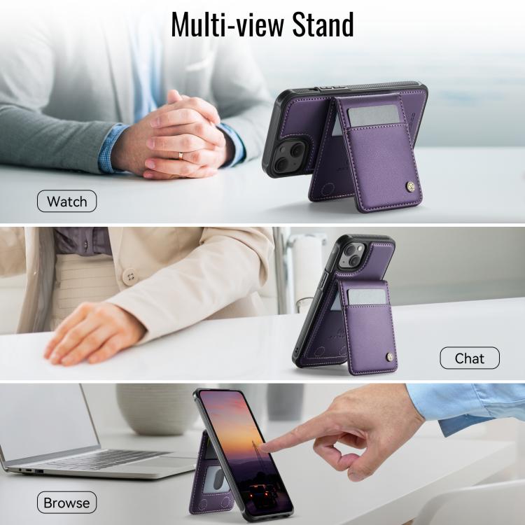 JEEHOOD J06 British Style RFID MagSafe Card Bag PU Phone Case, For iPhone 13, For iPhone 12 / 12 Pro, For iPhone 12 Pro Max, For iPhone 11 Pro Max