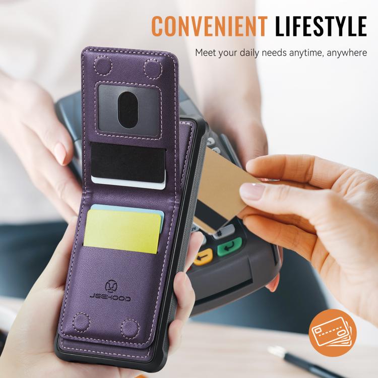 JEEHOOD J06 British Style RFID MagSafe Card Bag PU Phone Case, For iPhone 13, For iPhone 12 / 12 Pro, For iPhone 12 Pro Max, For iPhone 11 Pro Max