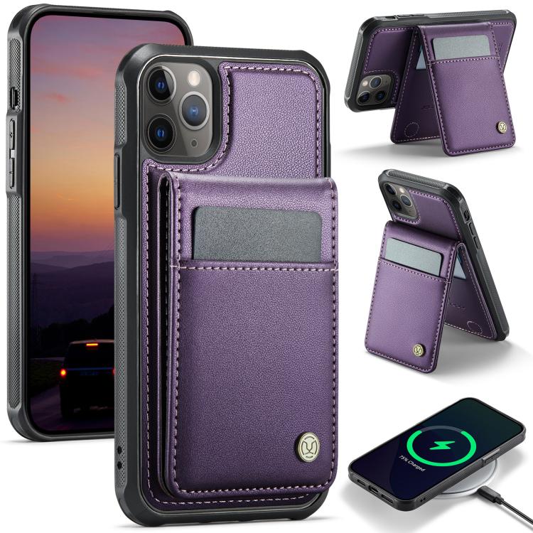 JEEHOOD J06 British Style RFID MagSafe Card Bag PU Phone Case, For iPhone 13, For iPhone 12 / 12 Pro, For iPhone 12 Pro Max, For iPhone 11 Pro Max