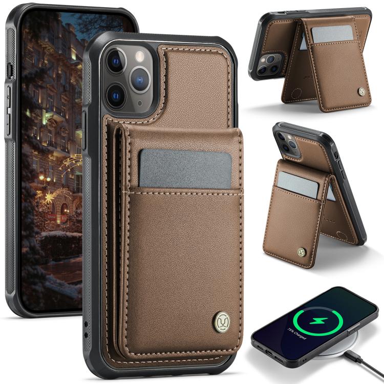 JEEHOOD J06 British Style RFID MagSafe Card Bag PU Phone Case, For iPhone 13, For iPhone 12 / 12 Pro, For iPhone 12 Pro Max, For iPhone 11 Pro Max