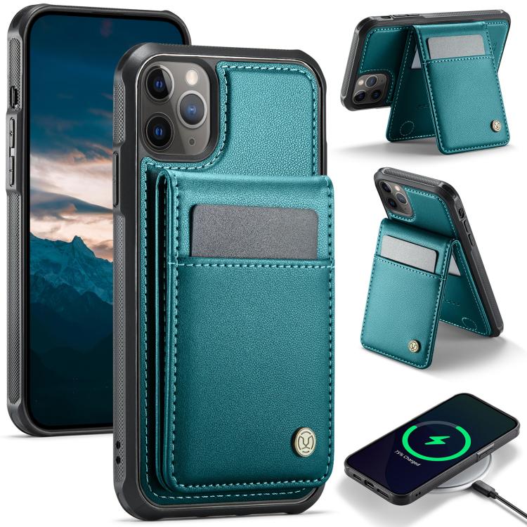 JEEHOOD J06 British Style RFID MagSafe Card Bag PU Phone Case, For iPhone 13, For iPhone 12 / 12 Pro, For iPhone 12 Pro Max, For iPhone 11 Pro Max