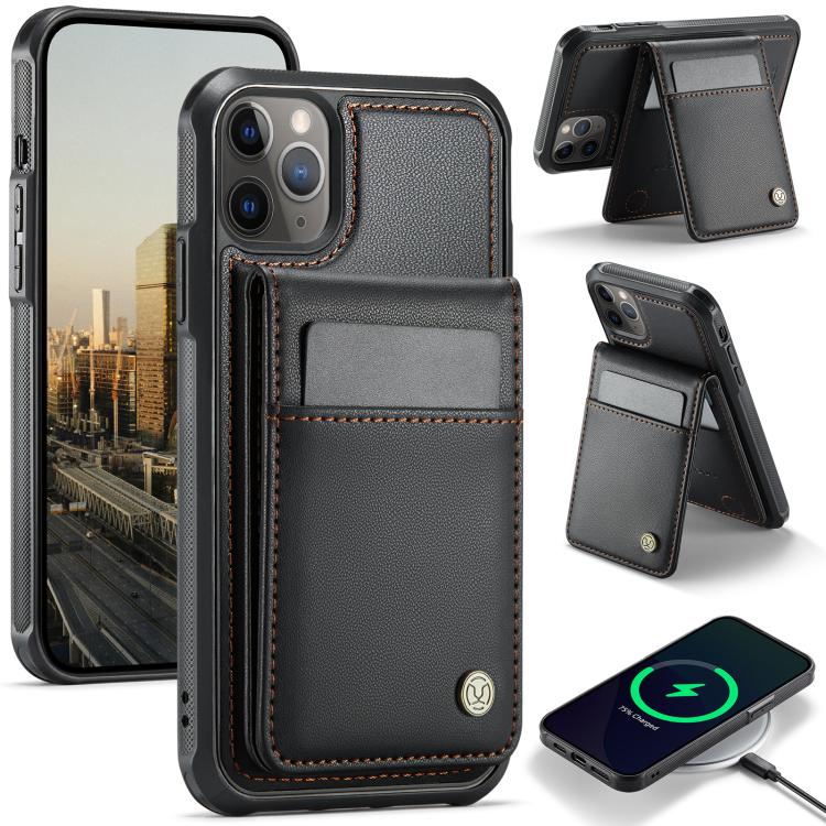 JEEHOOD J06 British Style RFID MagSafe Card Bag PU Phone Case, For iPhone 13, For iPhone 12 / 12 Pro, For iPhone 12 Pro Max, For iPhone 11 Pro Max