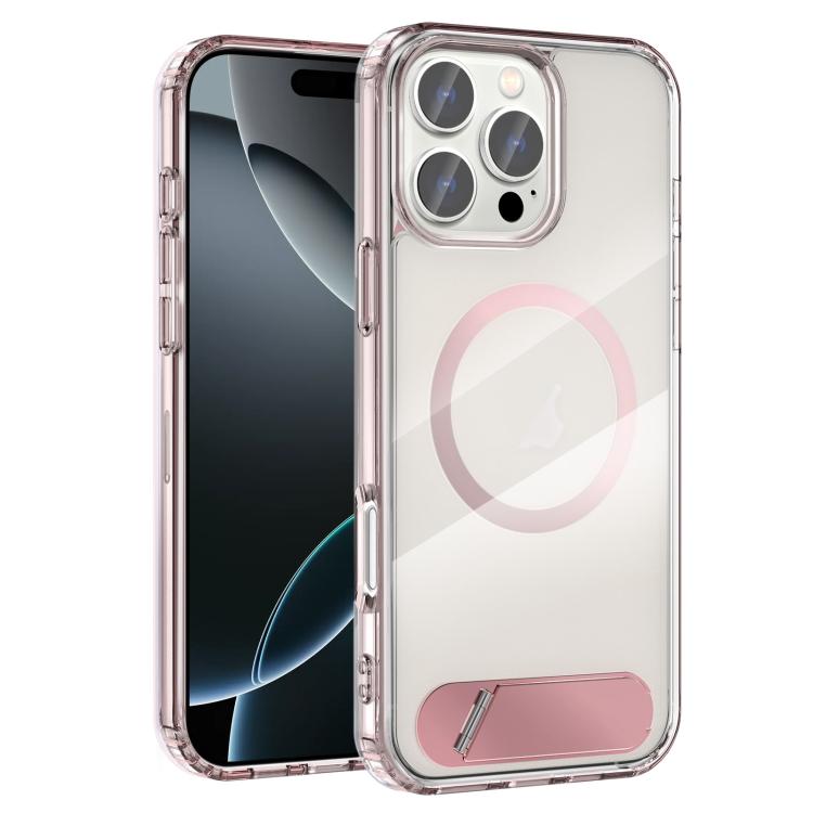 Clear PC Hybrid TPU MagSafe Phone Case with Holder, For iPhone 16 Pro Max, For iPhone 16 Pro, For iPhone 16 Plus, For iPhone 16
