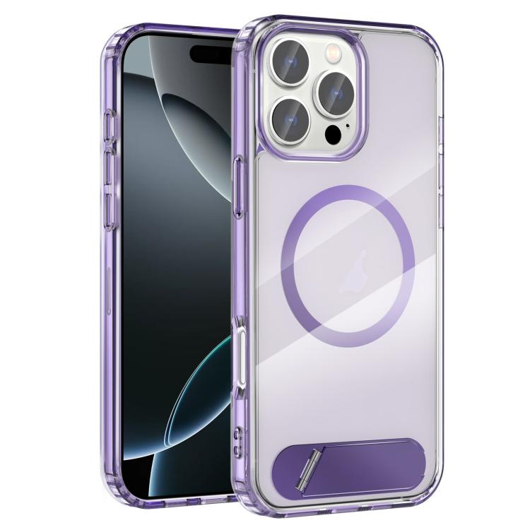 Clear PC Hybrid TPU MagSafe Phone Case with Holder, For iPhone 16 Pro Max, For iPhone 16 Pro, For iPhone 16 Plus, For iPhone 16