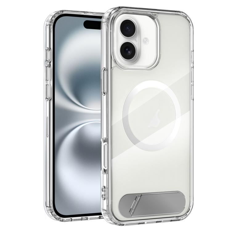 Clear PC Hybrid TPU MagSafe Phone Case with Holder, For iPhone 16 Pro Max, For iPhone 16 Pro, For iPhone 16 Plus, For iPhone 16