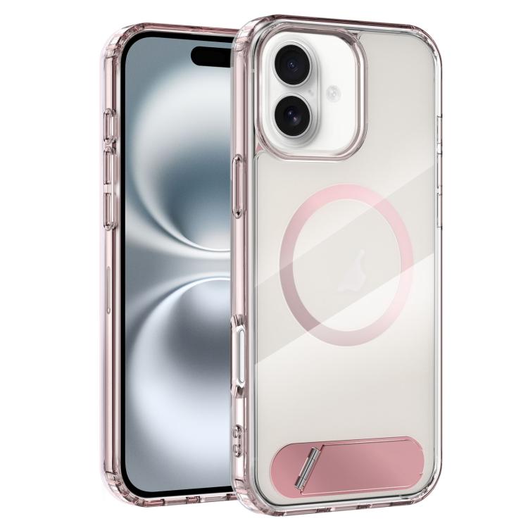 Clear PC Hybrid TPU MagSafe Phone Case with Holder, For iPhone 16 Pro Max, For iPhone 16 Pro, For iPhone 16 Plus, For iPhone 16