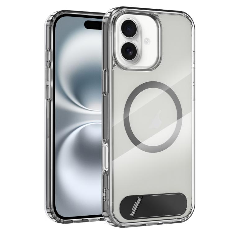 Clear PC Hybrid TPU MagSafe Phone Case with Holder, For iPhone 16 Pro Max, For iPhone 16 Pro, For iPhone 16 Plus, For iPhone 16