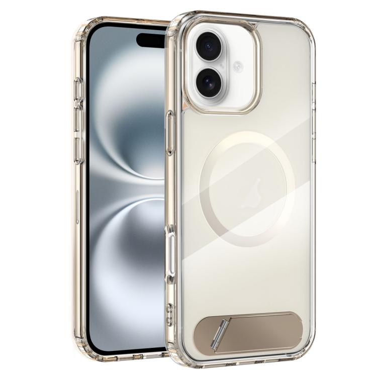 Clear PC Hybrid TPU MagSafe Phone Case with Holder, For iPhone 16 Pro Max, For iPhone 16 Pro, For iPhone 16 Plus, For iPhone 16
