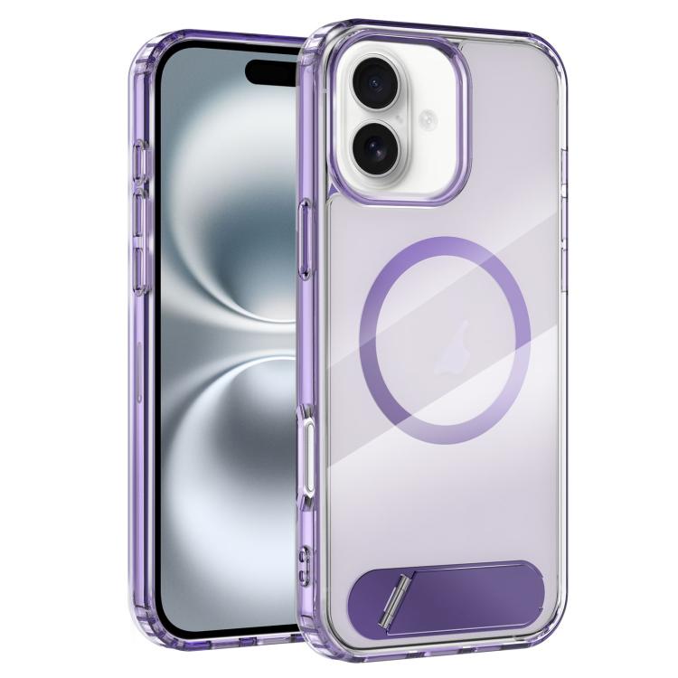 Clear PC Hybrid TPU MagSafe Phone Case with Holder, For iPhone 16 Pro Max, For iPhone 16 Pro, For iPhone 16 Plus, For iPhone 16