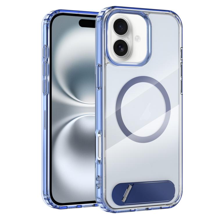 Clear PC Hybrid TPU MagSafe Phone Case with Holder, For iPhone 16 Pro Max, For iPhone 16 Pro, For iPhone 16 Plus, For iPhone 16