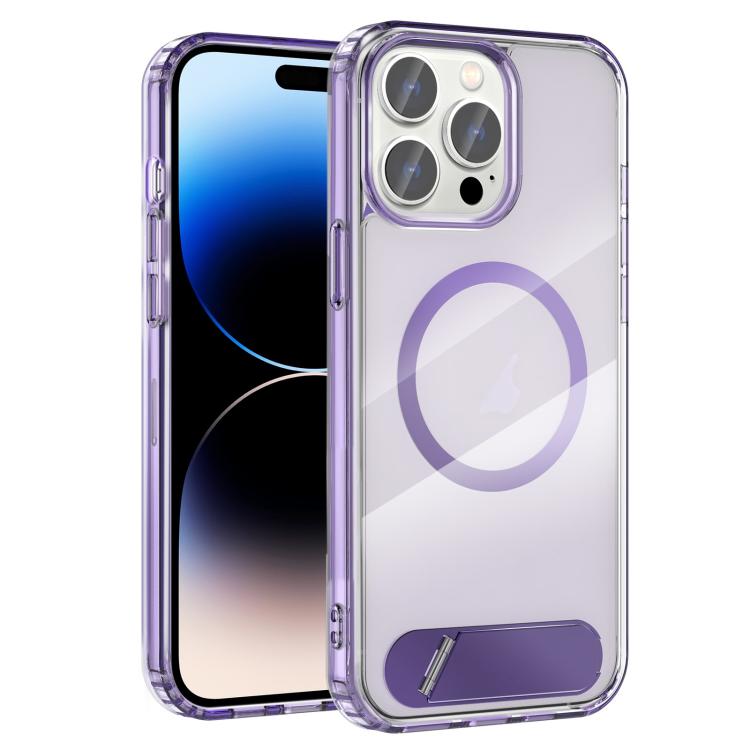 Clear PC Hybrid TPU MagSafe Phone Case with Holder, For iPhone 14 Pro, For iPhone 14 Pro Max, For iPhone 13 Pro Max, For iPhone 13 Pro