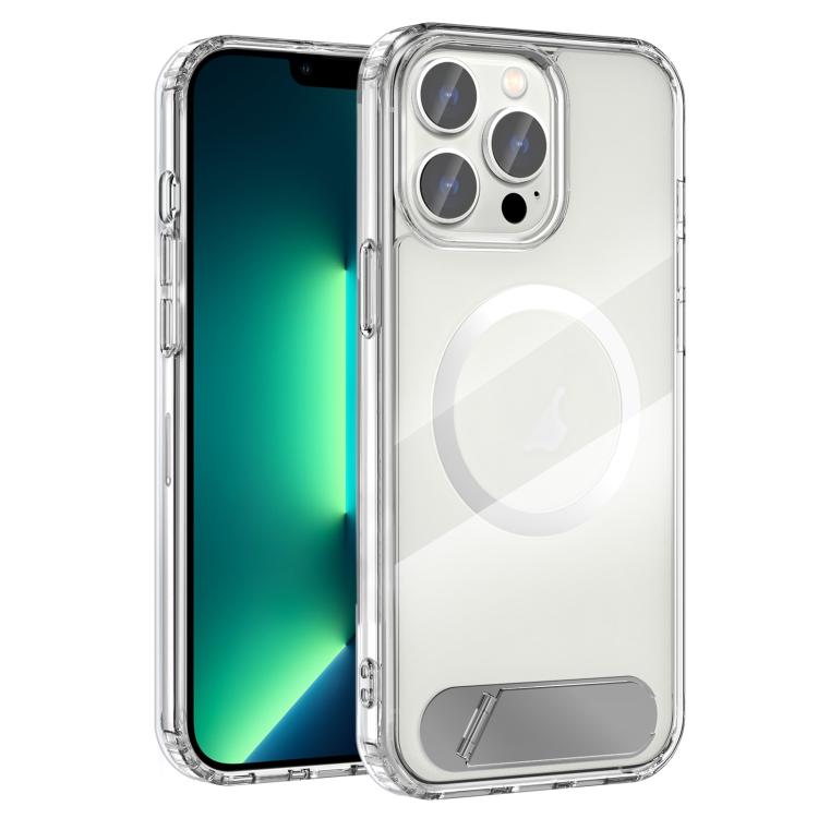 Clear PC Hybrid TPU MagSafe Phone Case with Holder, For iPhone 14 Pro, For iPhone 14 Pro Max, For iPhone 13 Pro Max, For iPhone 13 Pro
