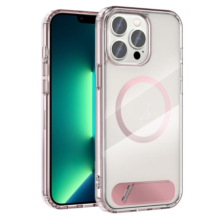 Clear PC Hybrid TPU MagSafe Phone Case with Holder, For iPhone 14 Pro, For iPhone 14 Pro Max, For iPhone 13 Pro Max, For iPhone 13 Pro