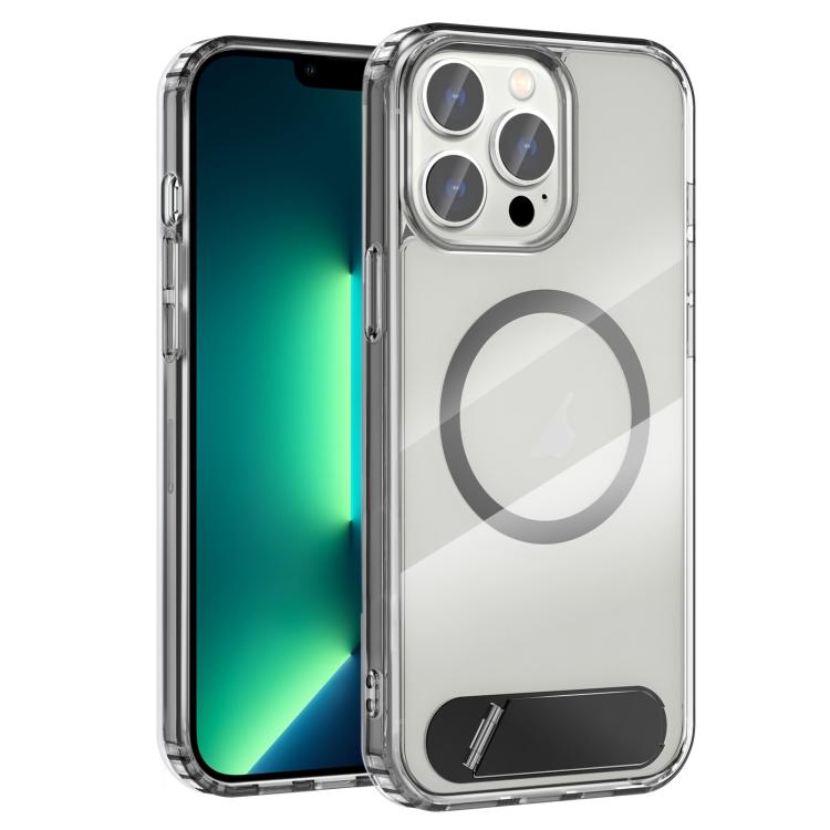 Clear PC Hybrid TPU MagSafe Phone Case with Holder, For iPhone 14 Pro, For iPhone 14 Pro Max, For iPhone 13 Pro Max, For iPhone 13 Pro