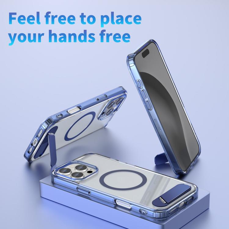 Clear PC Hybrid TPU MagSafe Phone Case with Holder, For iPhone 16 Pro Max, For iPhone 16 Pro, For iPhone 16 Plus, For iPhone 16