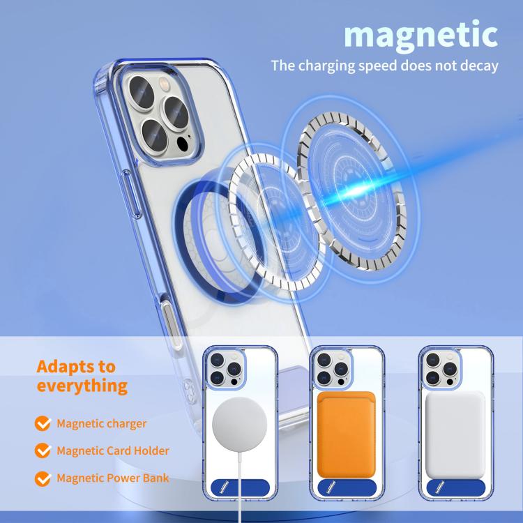 Clear PC Hybrid TPU MagSafe Phone Case with Holder, For iPhone 14 Pro, For iPhone 14 Pro Max, For iPhone 13 Pro Max, For iPhone 13 Pro