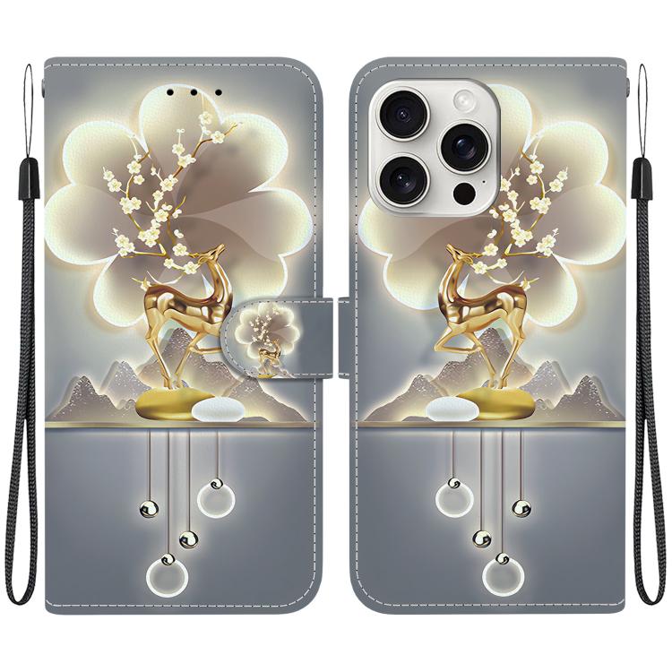 Crystal Texture Colored Drawing Leather Phone Case