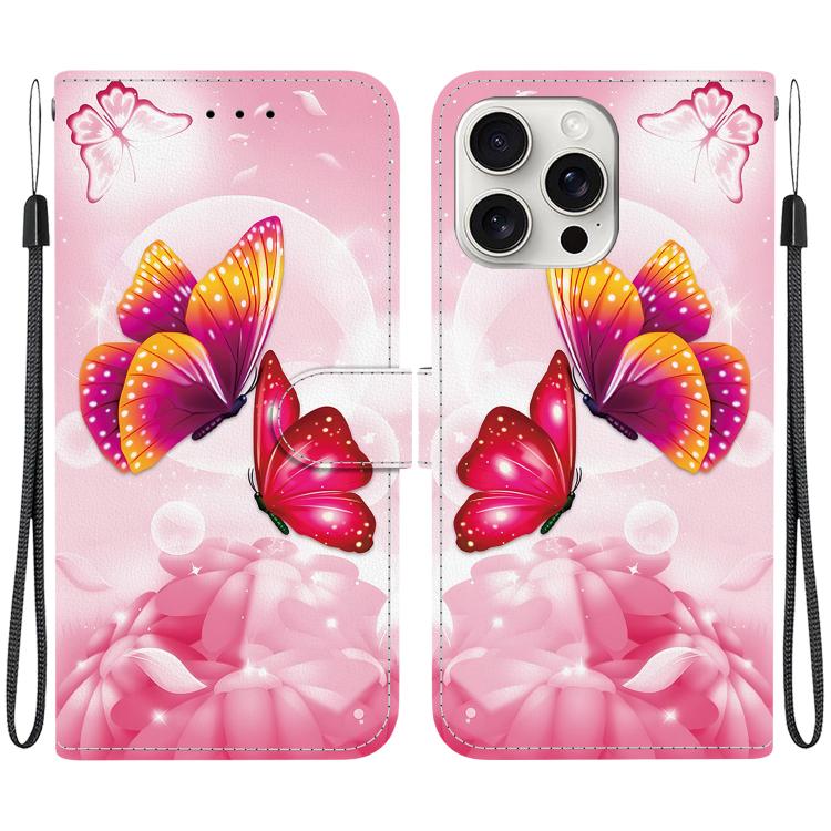 Crystal Texture Colored Drawing Leather Phone Case