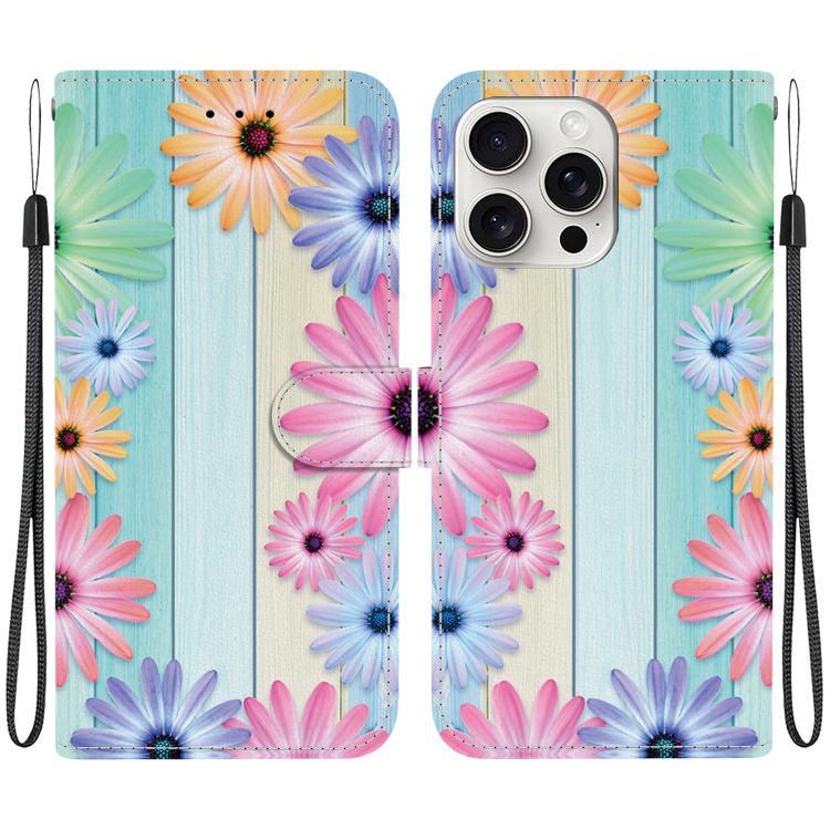 Crystal Texture Colored Drawing Leather Phone Case
