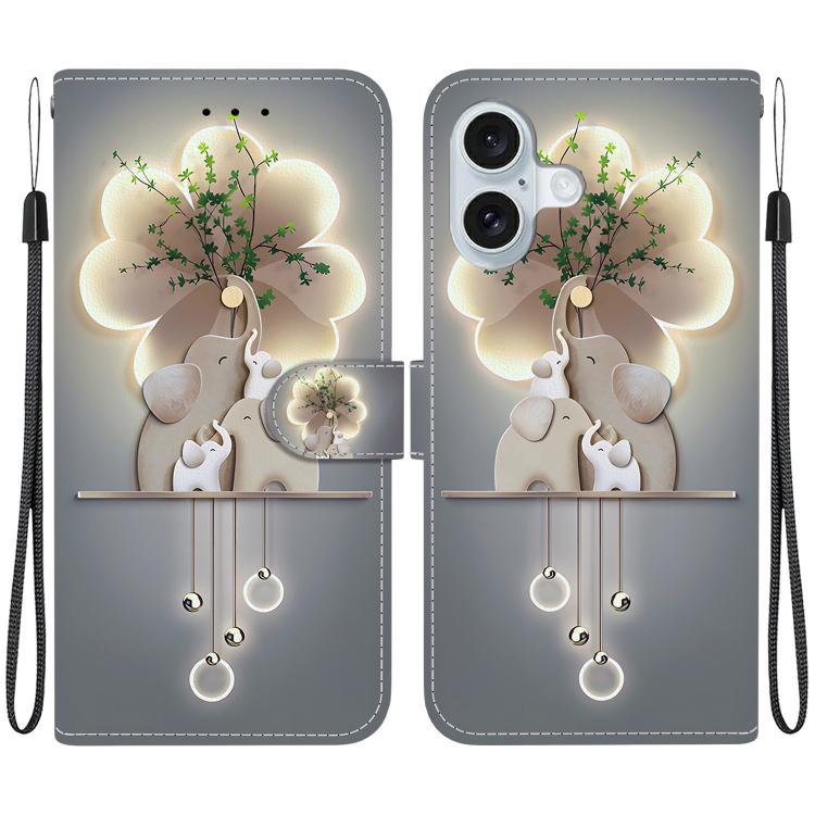 Crystal Texture Colored Drawing Leather Phone Case