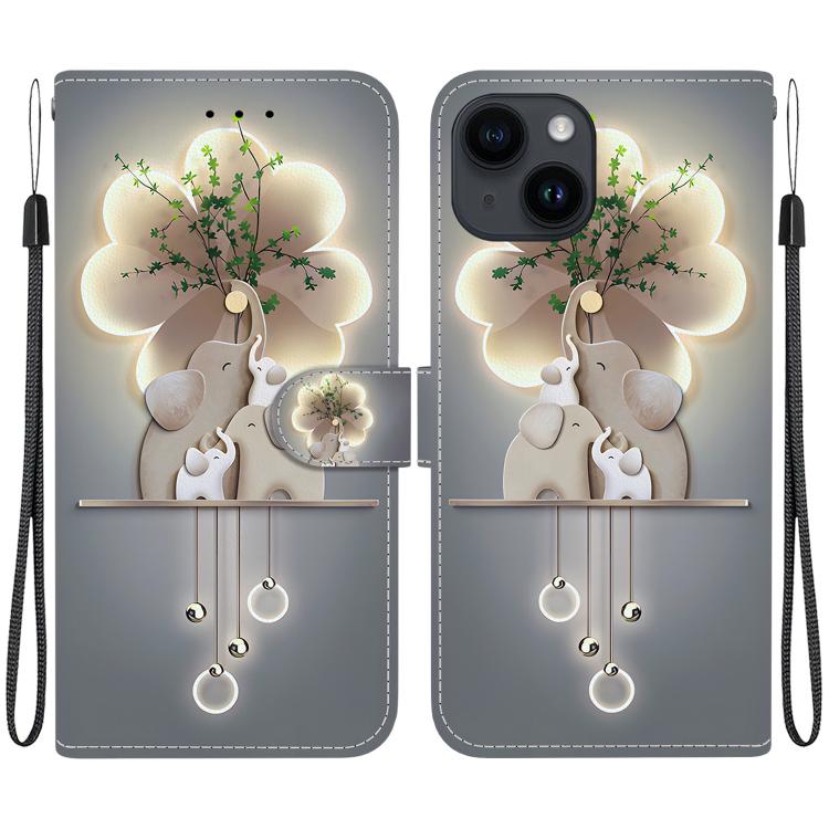 Crystal Texture Colored Drawing Leather Phone Case