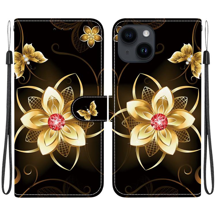 Crystal Texture Colored Drawing Leather Phone Case