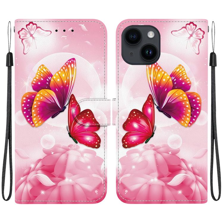 Crystal Texture Colored Drawing Leather Phone Case
