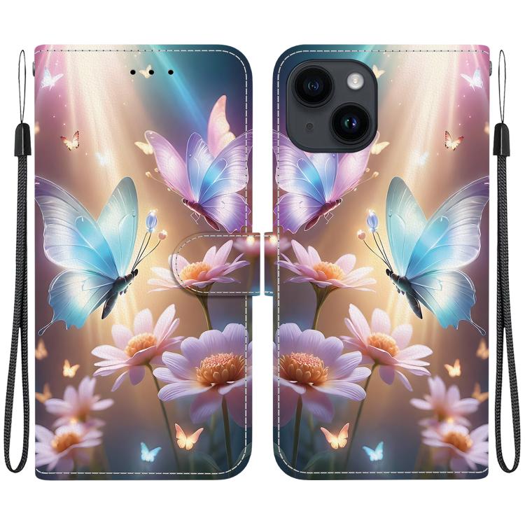 Crystal Texture Colored Drawing Leather Phone Case